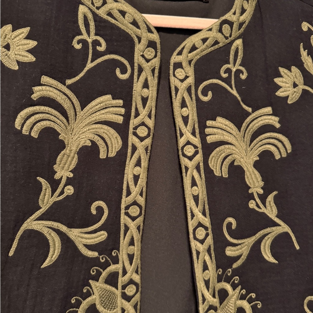 Zara Black and green Embroidered Vest XXL - Picture 5 of 6